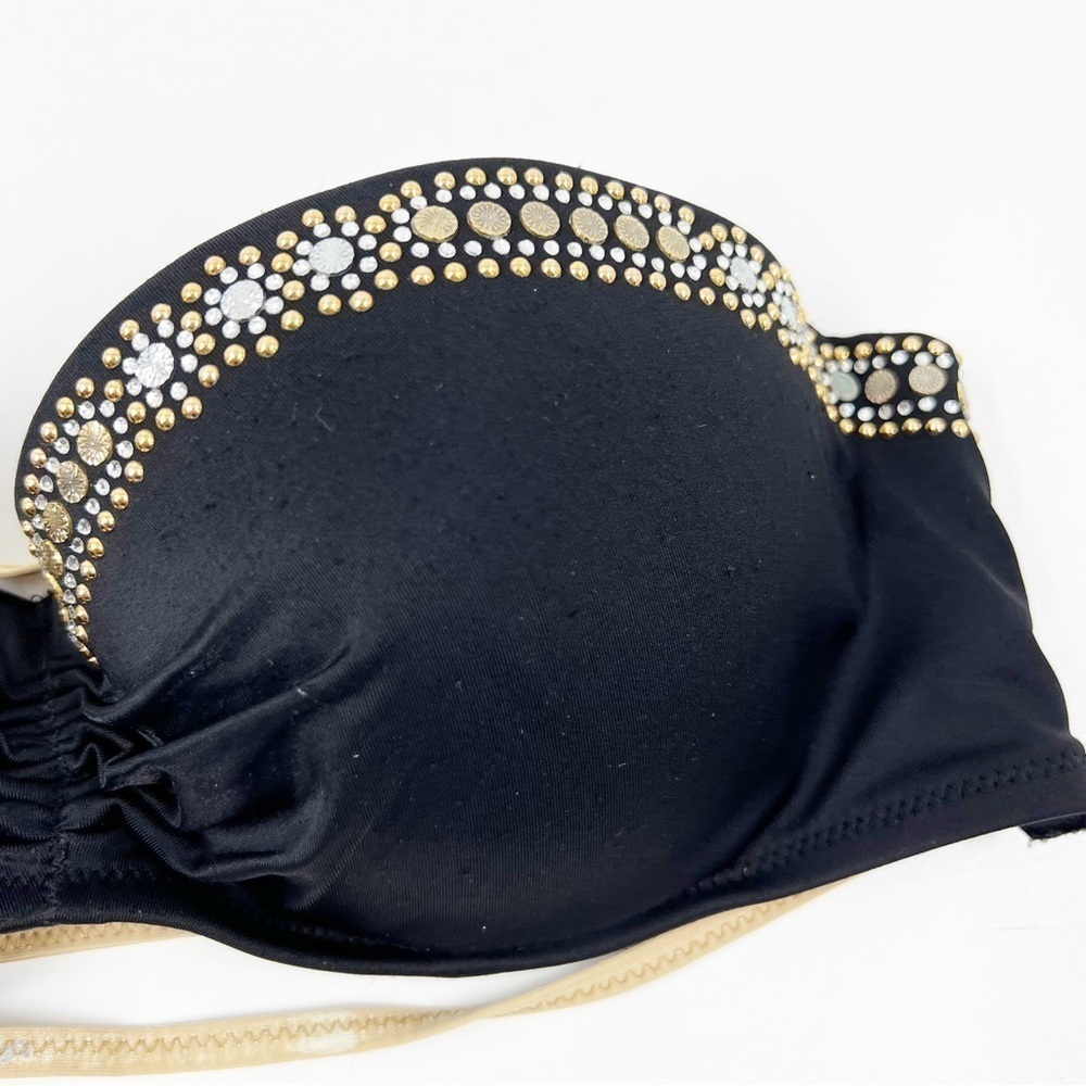 ✅ VINTAGE Victoria's Secret Bikini Top 34C Flirt Bandeau Strapless Black‎ - Picture 5 of 8